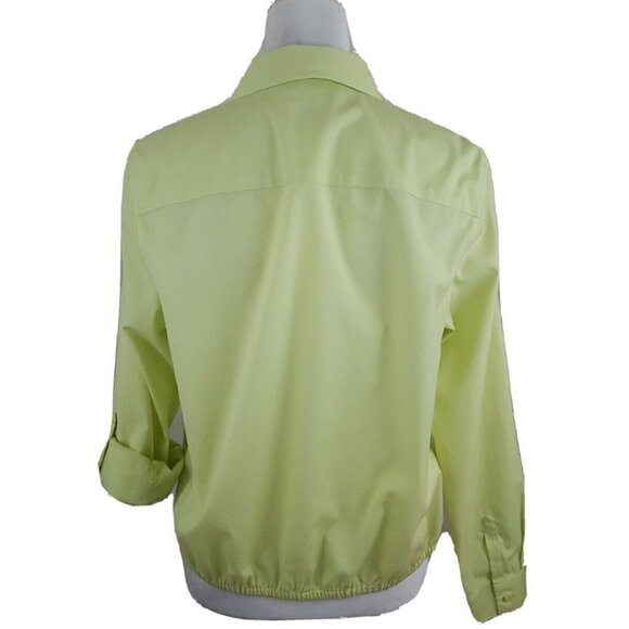 Chico's ~Woman Size 1 (M)~Lemon Yellow No Iron Cotton Tie Front Shirt Blouse Top - Picture 12 of 12